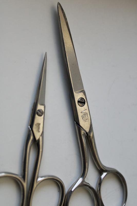 vintage scissors lot, small snips for embroidery, sewing basket, paper crafts