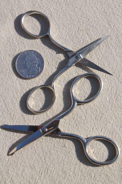 vintage scissors lot, tiny embroidery needlework scissors & manicure nail scissors