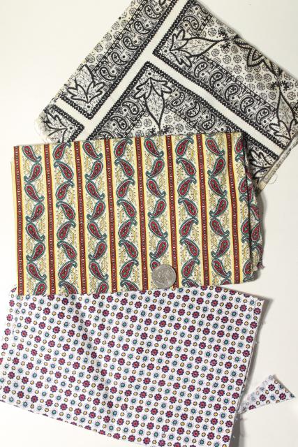 vintage scraps lot, print cotton florals & feedsack prints for charm quilts patchwork