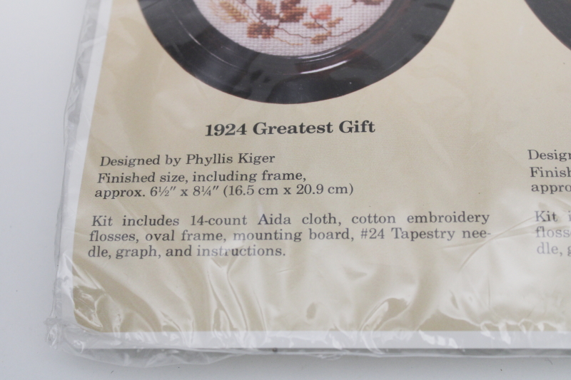 vintage sealed embroidery kit w/ frame counted cross stitch The Greatest Gift Is Love