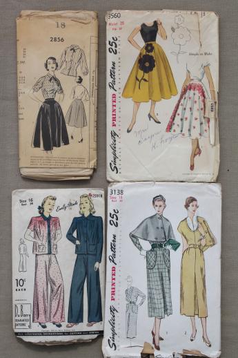 vintage sewing patterns lot, 1930s 40s 50s dresses, lingerie, ladies ...