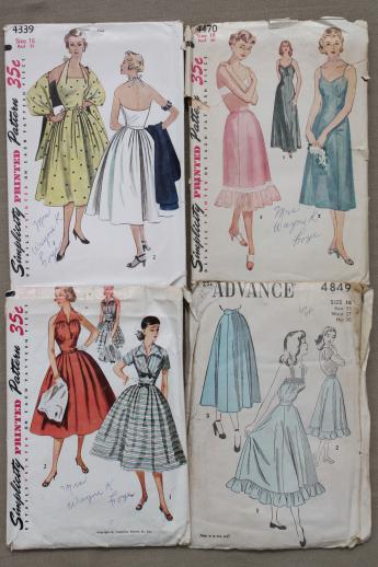 vintage sewing patterns lot, 1930s 40s 50s dresses, lingerie, ladies ...
