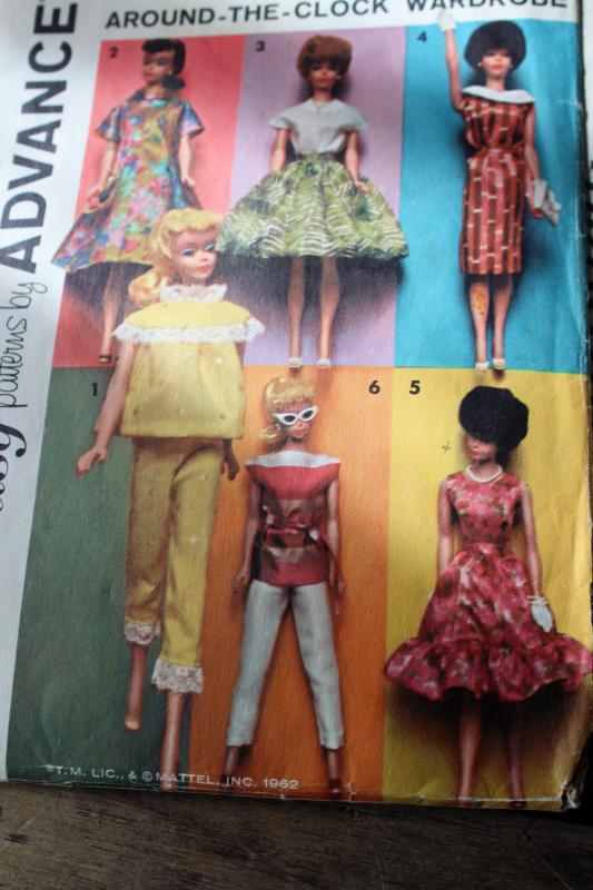 Around the Clock Vintage 60s Barbie Doll Wardrobe Pattern ~ 11.5" tall 