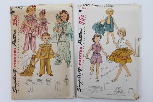 vintage sewing patterns lot, 60s toddler girl baby dresses, slips, sunsuits