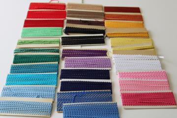 vintage sewing trim lot, rainbow of colors baby rickrack for craft ribbon or doll clothes