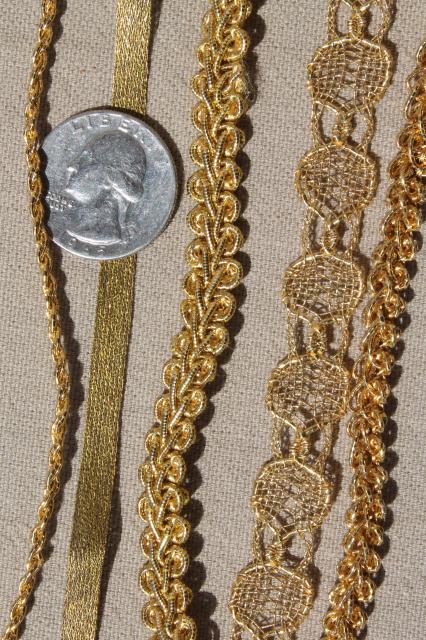 vintage sewing trims lot, gold braid lace & antique passementerie trimmings