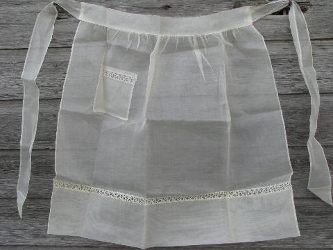 vintage sheer cotton aprons w/ tatting and rick rack lace insertion