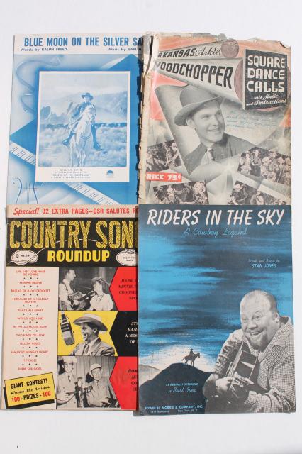 vintage sheet music lot, western cowboy songs w/ dude ranch cover art graphics