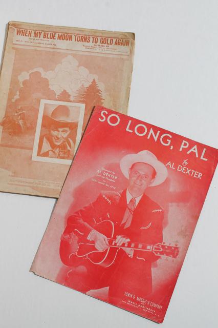vintage sheet music lot, western cowboy songs w/ dude ranch cover art graphics