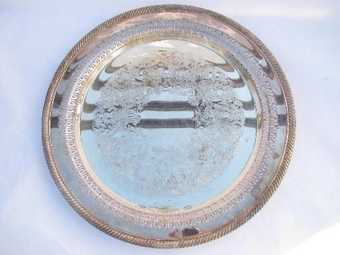 vintage sheffield plate silver, round trays & platters lot