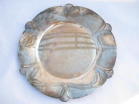 vintage sheffield plate silver, round trays & platters lot