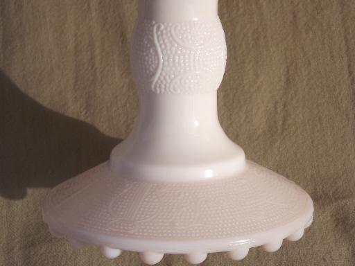 vintage shell pink milk glass wedding cake stand / pedestal dessert plate
