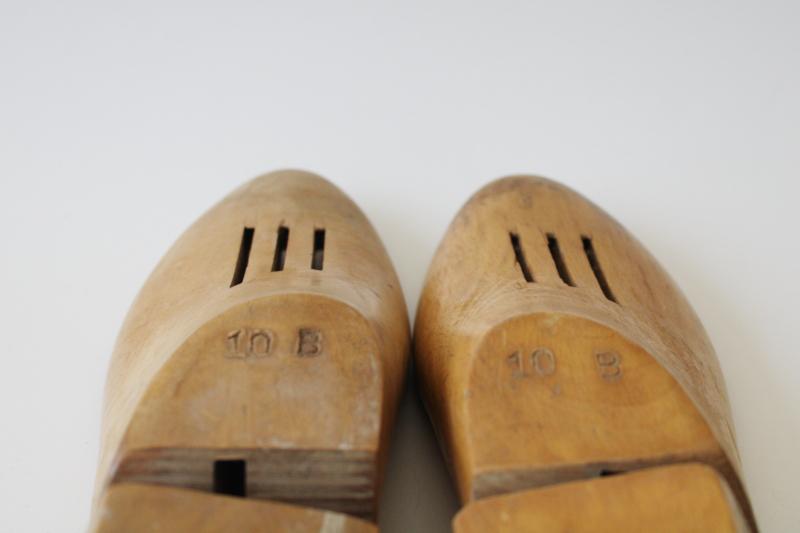 vintage shoe stretchers, wood foot form pair of feet for rustic industrial neutral decor