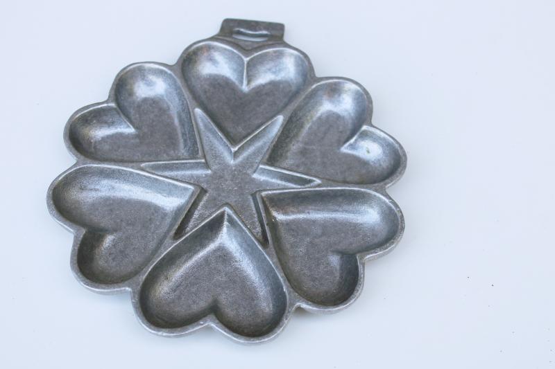vintage shortbread cookie mold, ring of hearts pan, wall hanging for country kitchen