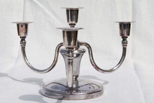 vintage silver candelabrum candle holder w/ glass epergne vase & candle bowls