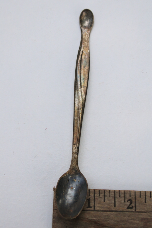 vintage silver plate baby spoon Tippy Taster, double ended spoons
