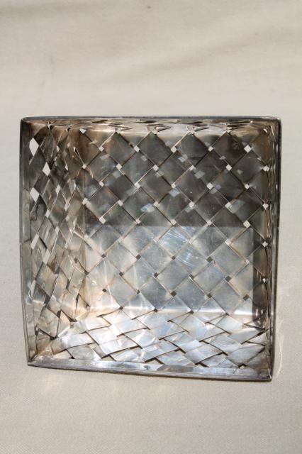 vintage silver plate berry basket, pint size berry box container