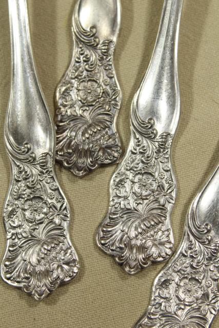 vintage silver plate flatware, Wildflower clover pattern Holmes & Tuttle H & T Mfg mark