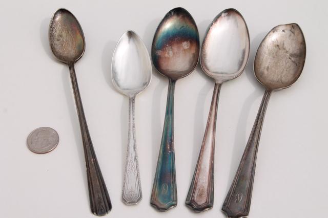 vintage silver plate flatware, silverware lot butter knives, serving pieces spoons