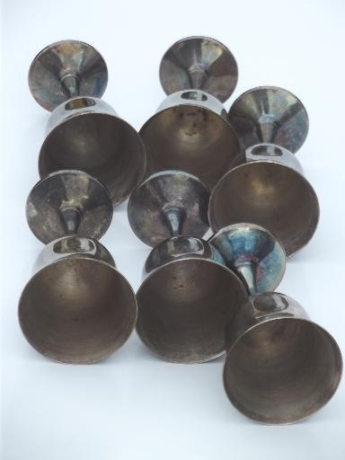 vintage silver plate goblets, set of six Salem silver wine glasses