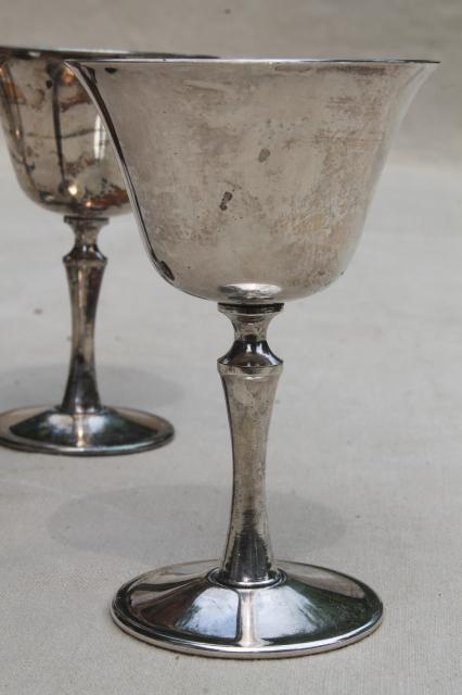 vintage silver plate goblets, silverplated wine glasses made in Italy