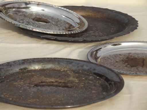 vintage silver plate, lot of round trays for buffet plates or serving