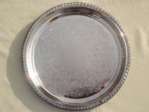 vintage silver plate, lot of round trays for buffet plates or serving