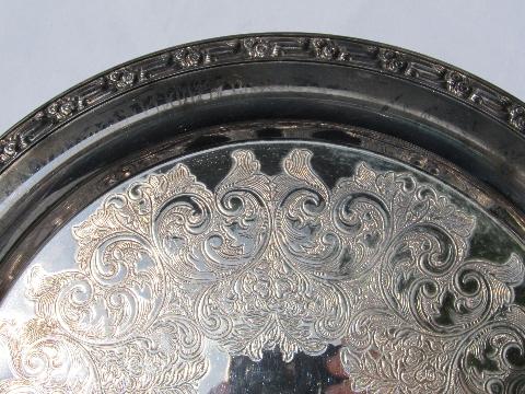 vintage silver plate serving trays, round platters & tray w/ handles