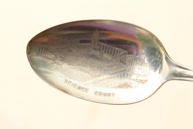 vintage silver plate souvenir spoons, 1930s Century of Progress, Chicago World's Fair