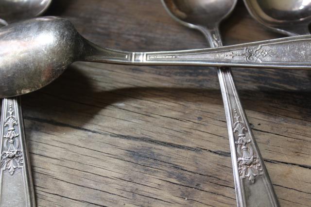 vintage silver plate tablespoons, serving spoon set of six 1847 Rogers Ambassador pattern