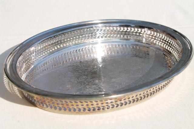 vintage silver plate trays, small serving trays for tray displays or candles
