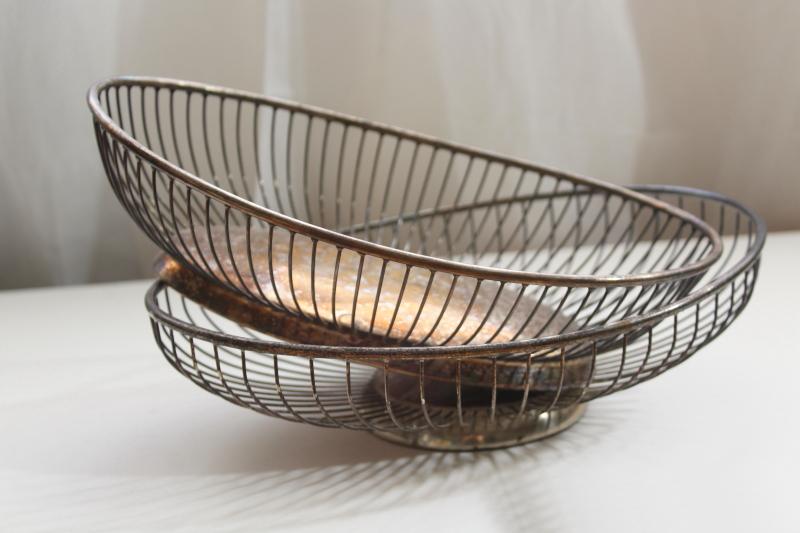 vintage silverplate bread baskets or fruit bowls, oval serving dishes or centerpieces