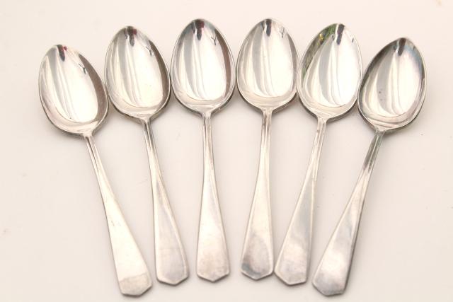 vintage silverplated demitasse spoon set, International silver tiny spoons