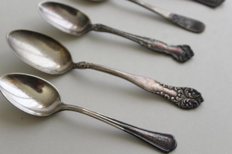 vintage silverware lot, mismatched demitasse spoons - tiny spoons for tea or coffee