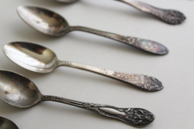 vintage silverware lot, mismatched demitasse spoons - tiny spoons for tea or coffee