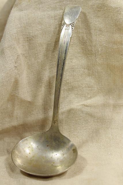 vintage silverware, silver plated ladle lot, gravy & sauce ladles, mayo bowl spoons