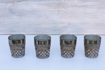 vintage smoke grey luster lowball glasses double old fashioned Anchor Hocking Wexford