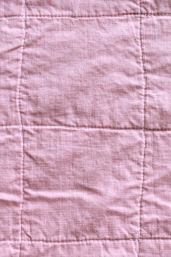 vintage soft colored cotton patchwork quilt, pleasingly faded & primitive