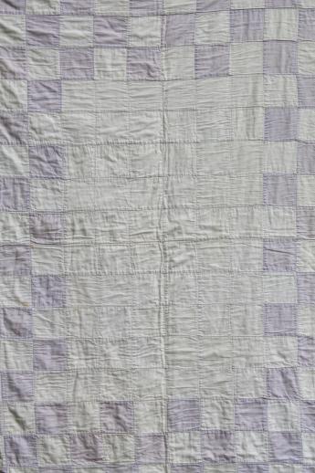 vintage soft colored cotton patchwork quilt, pleasingly faded & primitive