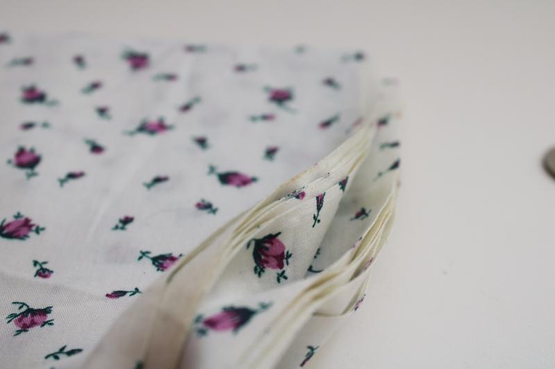 vintage soft crisp cotton fabric w/ tiny purple flowers rosebud print