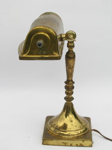 vintage solid brass banker's desk or music room piano lamp