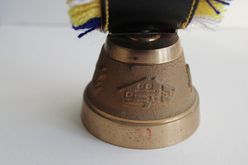 vintage solid brass bell, Swiss cow or goat bell souvenir of Switzerland