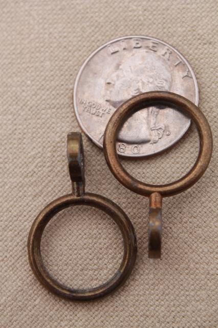 vintage solid brass curtain rings, round ring curtain clips for cafe curtain rods
