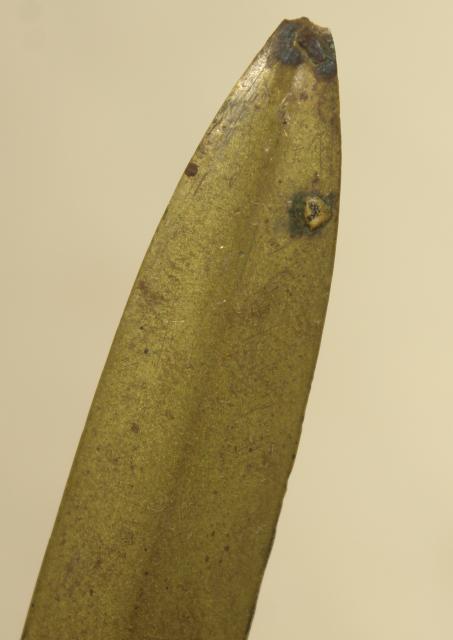 vintage solid brass paper knife letter opener, faux bois bamboo handle