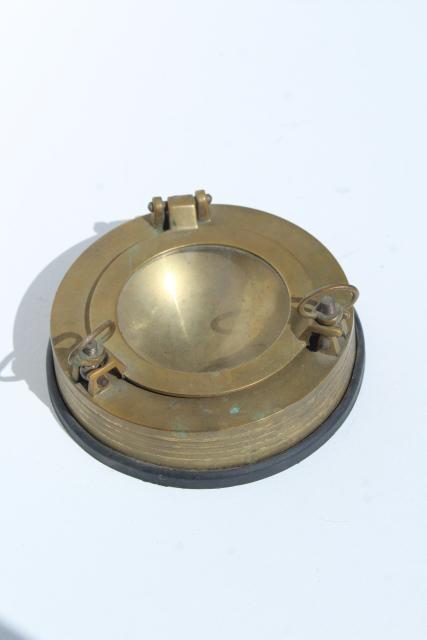 Solid Maritime Ashtray Made of Brass and Wooden 660 G Porthole 