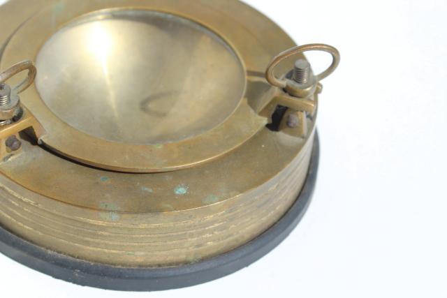 vintage solid brass porthole ashtray, nautical yacht club style for boat or beach house
