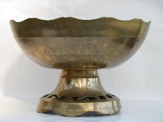 vintage solid brass punch set, pedestal bowl, cups and ladle