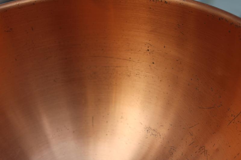vintage solid copper bowl, bakers round bottom bowl for beating egg whites