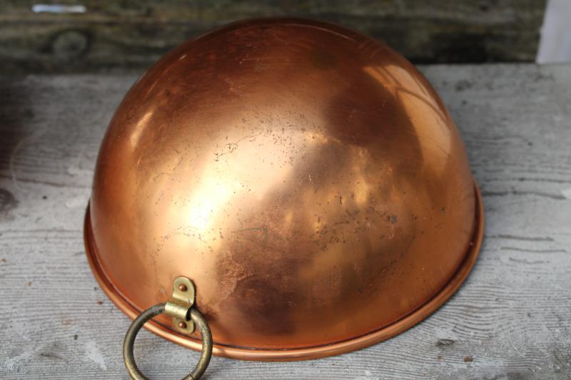 vintage solid copper bowl, bakers round bottom bowl for beating egg whites