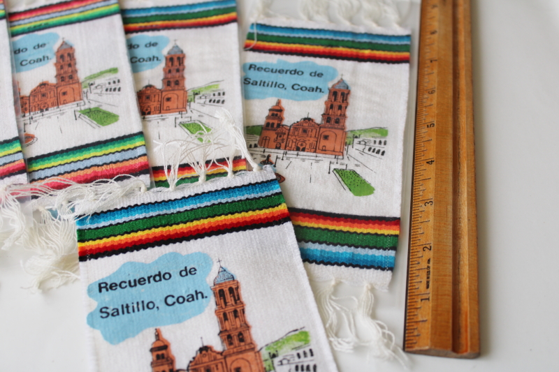 vintage souvenir of Saltillo Coahuila, little woven striped rug bar mats  